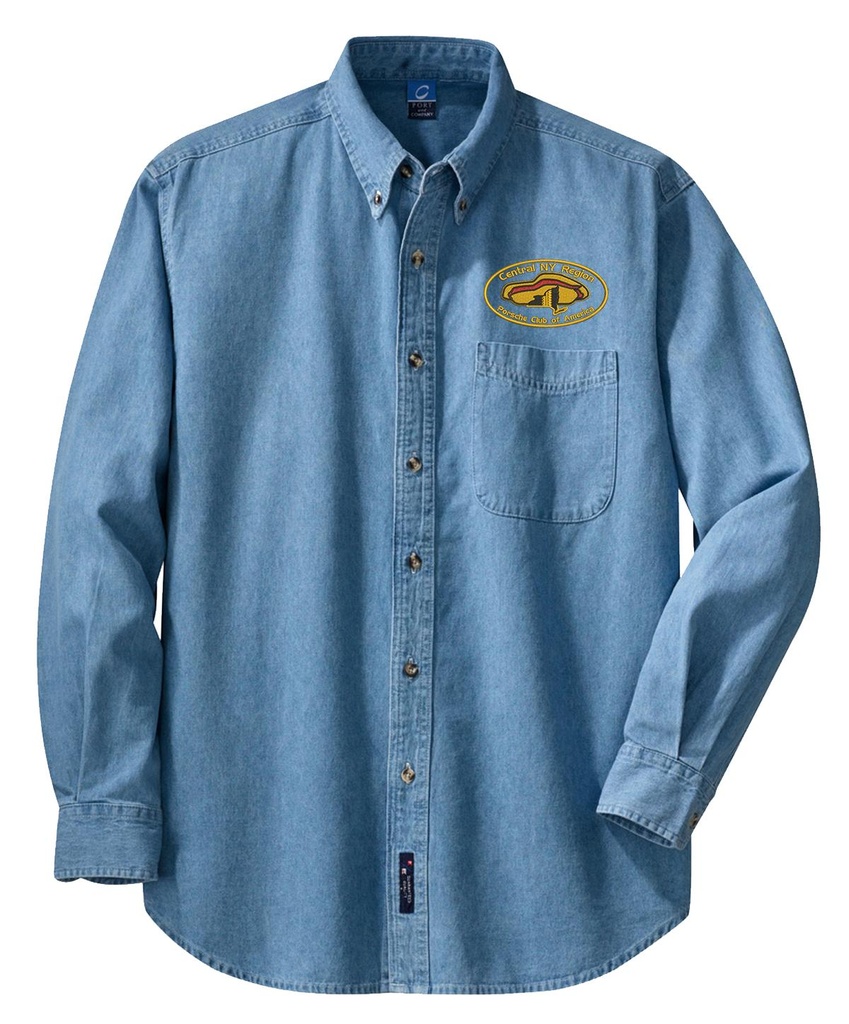 [SP10-S-Faded Blue] CNYPCA Embroidered Denim Button Down (S)