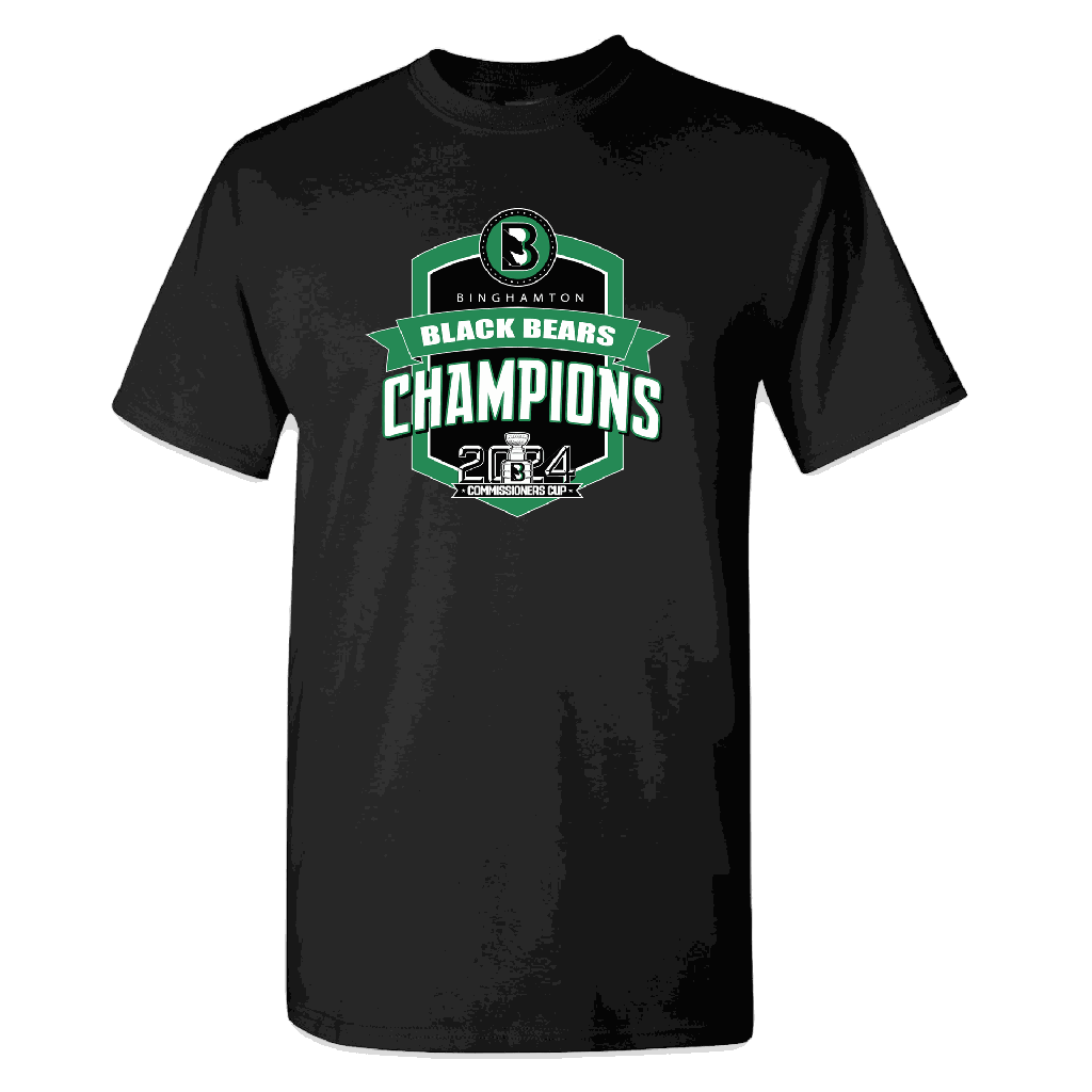 [2000-S-Black] Binghamton Black Bears 2024 Commissioner Cup Champions T-shirt (S, Black)
