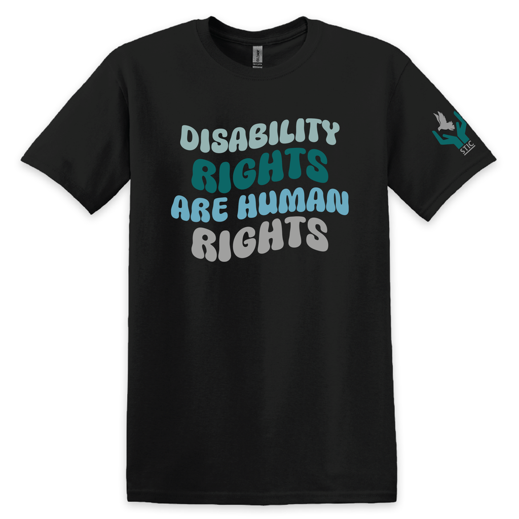 [64000-S-Black] STIC Disability Rights are Human Rights! T-Shirt (S, Black)
