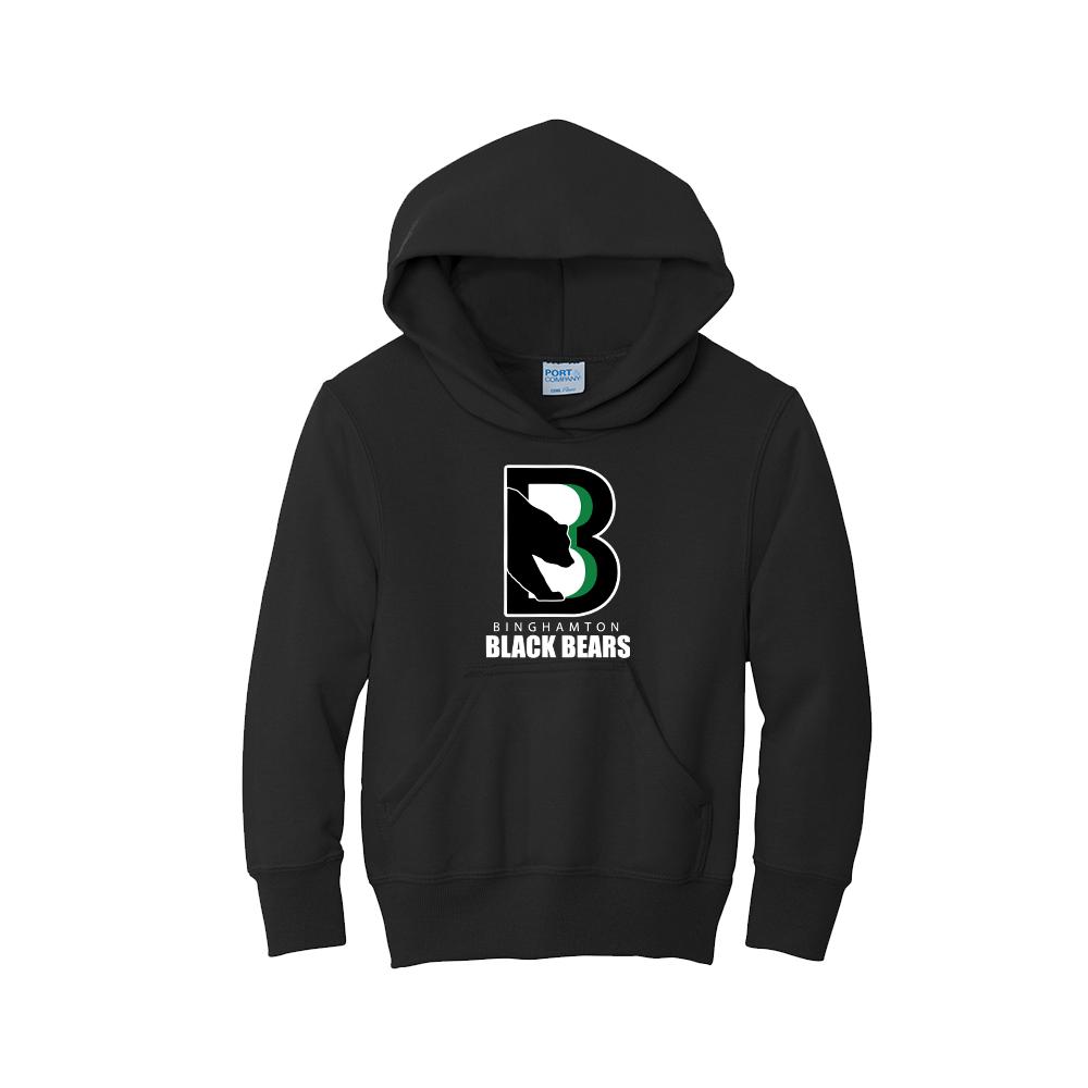 [PC90YH-YXS-Jet Black] Binghamton Black Bears Youth Hoodie (Black, Y-XS)