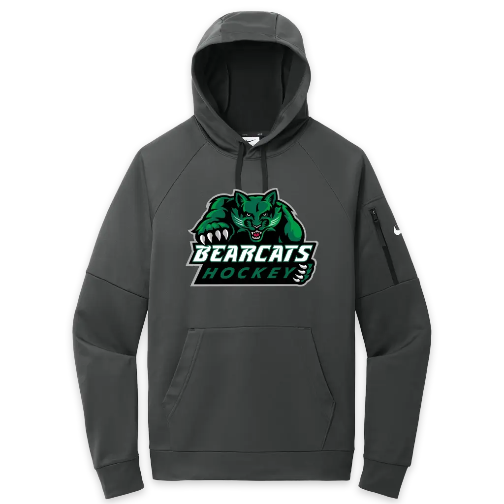[NKFD9735-XS-Anthracite] BU Club Hockey Player Nike Therma-FIT Pocket Pullover Fleece Hoodie (XS, Anthracite)
