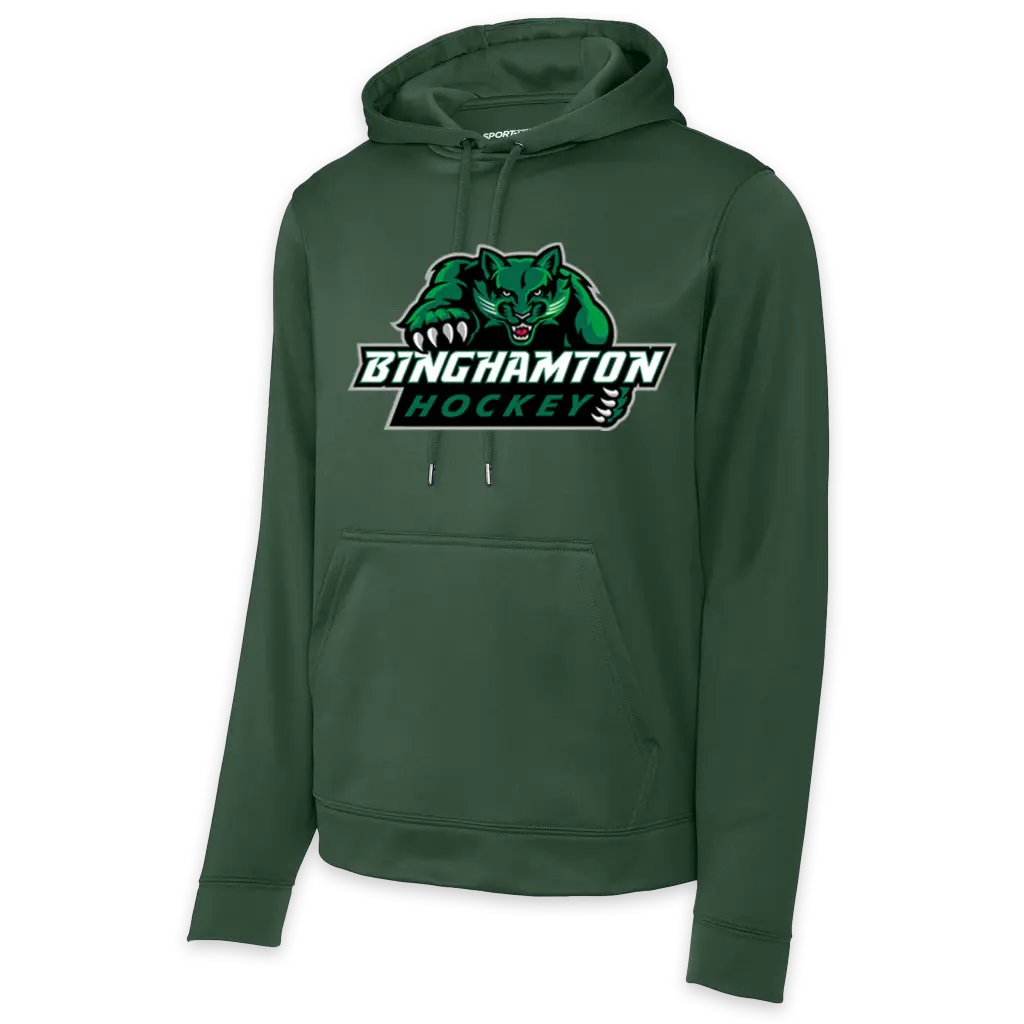 [F244-XS-Forest Green] BU Club Hockey Player Sport-Tek® Sport-Wick® Fleece Hoodie (XS, Forest Green)