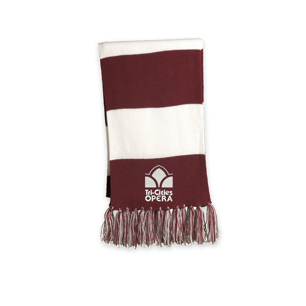 [STA02-Maroon/White] Tri-Cities Opera - Spectator Scarf RETRO Logo (Maroon/White)