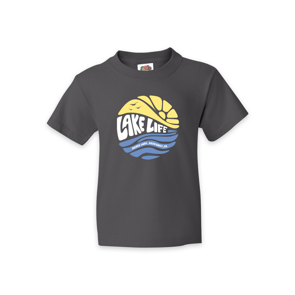 [2000B-XS-Charcoal] Silver Lake - YOUTH Lake Life T-Shirt  (XS, Charcoal)