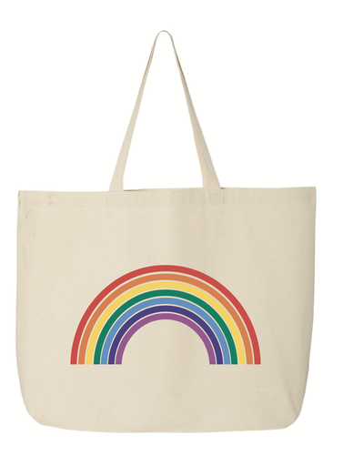 [Q600-Natural] Rainbow Pride Tote Bag
