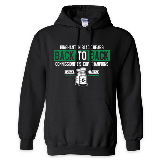 Binghamton Black Bears BACK TO BACK 2025 -Commissioner's Cup Champions Hoodie