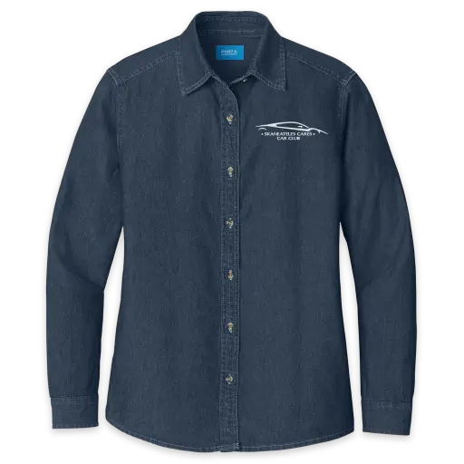 Skaneateles Cares Car Club - Women's Embroidered Denim Shirt