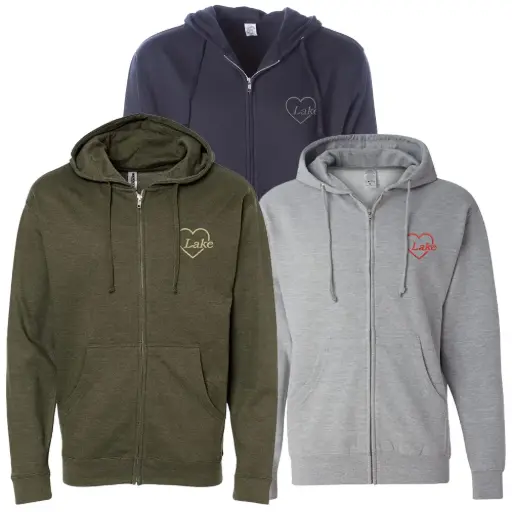 Heart Lake - Embroidered Full-Zip Hoodie