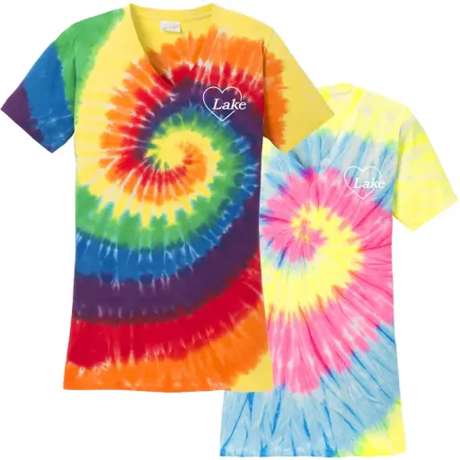Heart Lake - Heart Logo Tie-Dye Women's V-Neck Tee