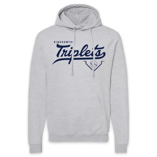 Binghamton Vintage Triplets Hoodie - Heather Grey!