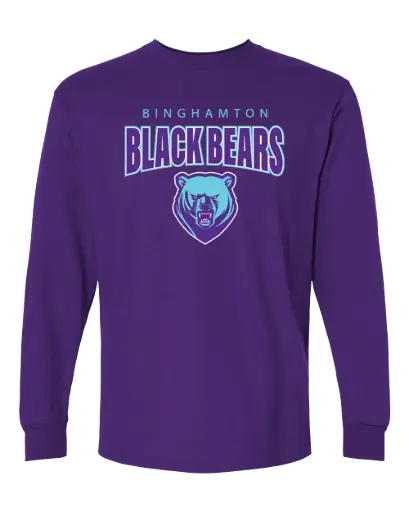 Binghamton Black Bears Inverse Live Print - Adult Long Sleeve T-Shirt