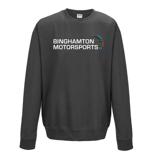 Binghamton Motorsports Crewneck Full Chest in Charcoal