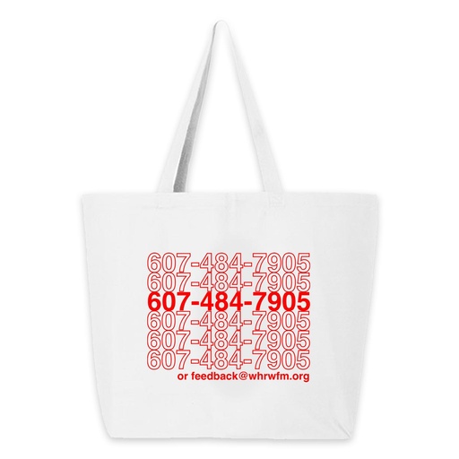 [Q600-White] WHRW Tote Bag - White with Red Design