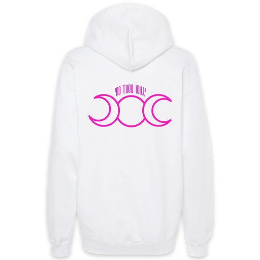 Triple Moon Hoodie - White with Pink