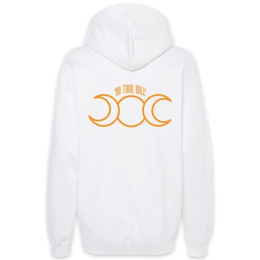 Triple Moon Hoodie - White with Orange