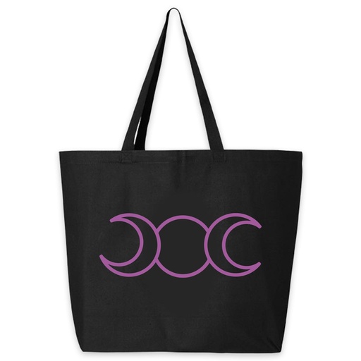 Triple Moon Tote - Black with Purple Ink