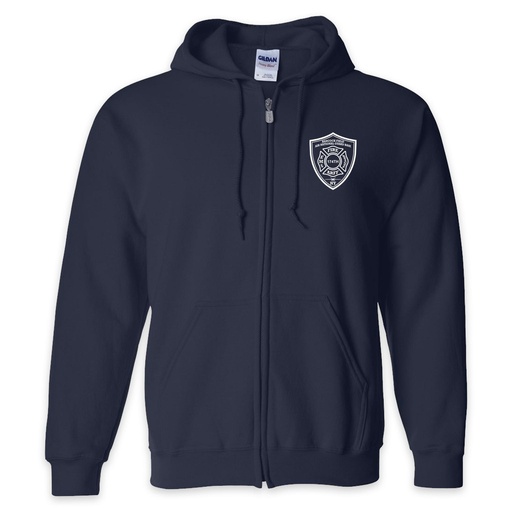 LEISURE WEAR- Hancock Fire Department Full Zip Hooded Sweatshirt (Front Only White Logo)
