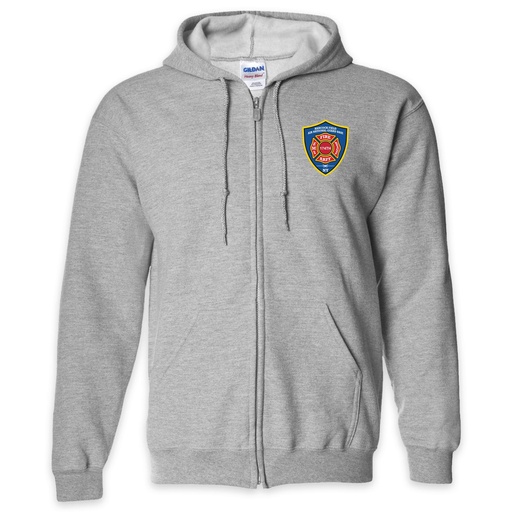 LEISURE WEAR- Hancock Fire Department Full Zip Hooded Sweatshirt (Full Color Logo w/back)